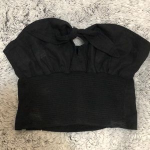 Black strapless crop top